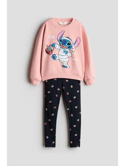 H&M - Girls Pink 2-Piece Sweatshirt And Leggings Set