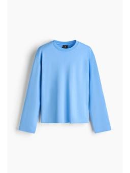 H&M - Men Blue Relaxed Fit Long-Sleeved Interlock T-Shirt