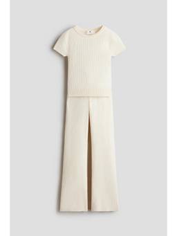 H&M - Girls Beige 2-Piece Rib-Knit Set