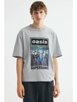 H&M - Men Grey Relaxed Fit Printed T-Shirt