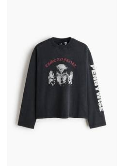 H&M - Men Grey Regular Fit Boxy Printed Cotton T-Shirt