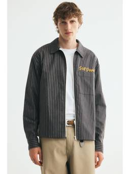 H&M - Men Green Embroidered Cotton Overshirt