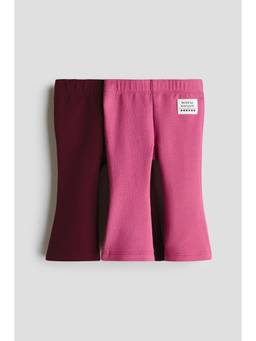 H&M - Girls Pink 2-Pack Flared Sweatshirt Leggings