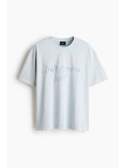 H&M - Men Blue Relaxed Fit Cotton T-Shirt