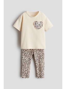 H&M - Girls Beige 2-Piece Cotton Set