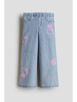 H&M - Girls Blue Denim-Look Wide-Leg Jeggings