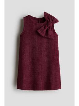 H&M - Girls Maroon Bow-Detail Shift Dress
