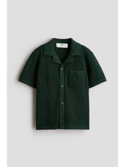H&M - Boys Green Rib-Knit Cotton Shirt