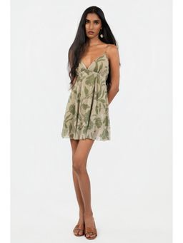 COLOR CAPITAL - Women Green Poly/Spandex Floral Dress