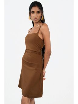 COLOR CAPITAL - Women Brown Poly/Spandex Solid Dress