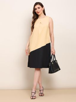 Globus - Women Brown Poplin Colorblock Dress