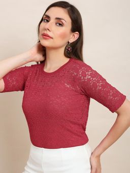 Globus - Women Red Lace Floral Top