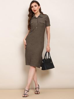 Globus - Women Brown Polyester Self Design Dress