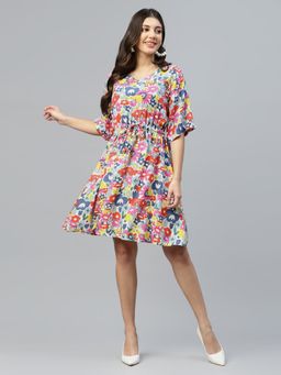 Deebaco - Women Multi-Color Rayon Floral Dress