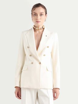 RAREISM - Off White Solid Double Breasted Blazer