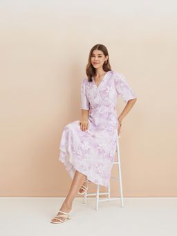 Latin Quarters - Women Purple Polyester Printed Dress