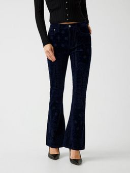 Guess - Women Navy Blue Cotton Blend Paisley Jeans