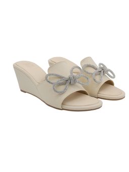 Veruschka By Payal Kothari - Cream Embellished Poprock Wedges