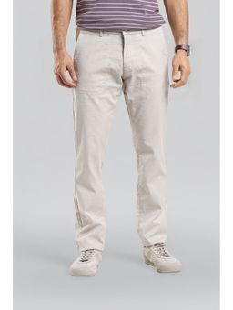 Crocodile - Slim Fit Chambray with Stitch Detailing Beige Pant
