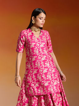 Gajra Gang - Shaadi Squad Fuchsia Brocade Straight Kurta