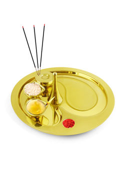 FNS - Shubh Double Walled Stain Less Steel Pooja Thali (Set of 5)