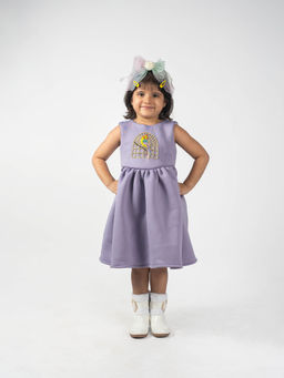 Lil Glam - Beautiful Embroidrary Violate Dress