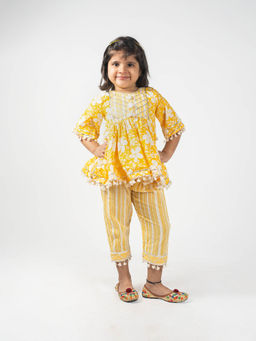 Lil Glam - Yellow Kurti With Pant (Set of 2)