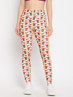 Clovia - Snug Fit High-Rise Printed Active Tights in Multicolour