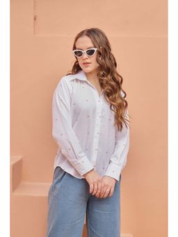 Pasha India - White Printed Regular Fit Shirt