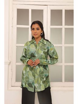 KAFTANIZE - Green Floral Regular Fit Shirt