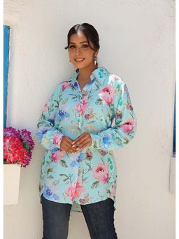 KAFTANIZE - Blue Floral Regular Fit Shirt