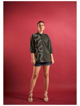 KAFTANIZE - Green Embroidered Regular Fit Shirt