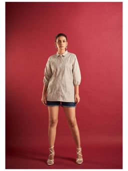 KAFTANIZE - Beige Embroidered Regular Fit Shirt