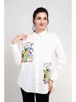 KAFTANIZE - White Printed Regular Fit Shirt
