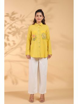 KAFTANIZE - Yellow Embroidered Regular Fit Shirt