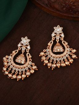 Estele - Rose Gold Plated CZ Beautiful Flower Designer Earrings for Women