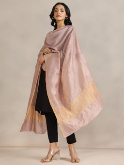 Fabindia - Women Taupe Embroidered Dupatta