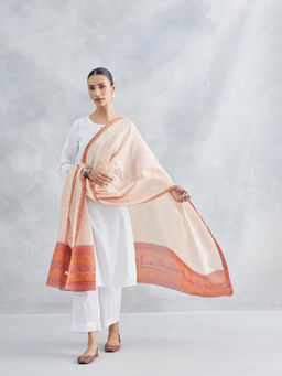 Fabindia - Women Peach Printed Dupatta