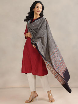 Fabindia - Women Black Printed Dupatta
