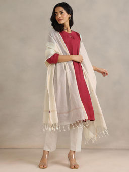 Fabindia - Women Beige Woven Dupatta