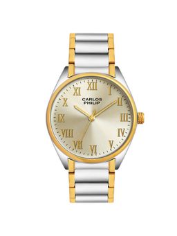 Carlos Philip - Men Roman Classic Gold Dial Analog Watch with Roman Numeral (M)