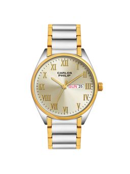 Carlos Philip - Men Gold Dial Analog Watch with Date Display & Stainless Steel Band (M)