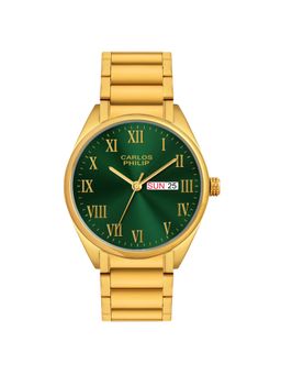 Carlos Philip - Men Minimalist Green Dial Analog Watch with Date Display & Stainless Steel Band (M)
