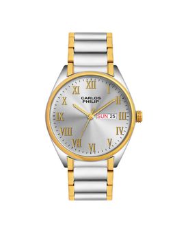 Carlos Philip - Men Minimalist Silver Dial Analog Watch with Date Display & Stainless Steel Band (M)