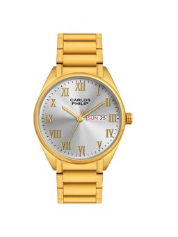 Carlos Philip - Men Minimalist Silver Dial Analog Watch with Date Display & Stainless Steel Band (M)