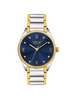 Carlos Philip - Men Analog Navy Blue Dial Crystal Hour Markers Watch with Roman Numeral Accents (M)