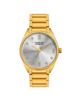 Carlos Philip - Men Analog Silver Dial Crystal Hour Markers Watch with Roman Numeral Accents (M)