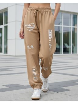 Bewakoof - Women Beige Typography Print Joggers