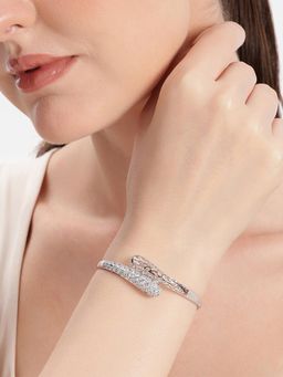 Estele - Rhodium Finish Bar Kada Bracelet