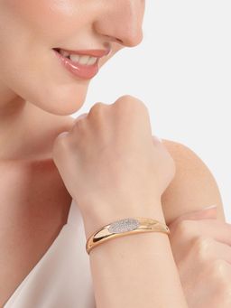 Estele - Rose Gold Plated White Crystal Kada Bracelet